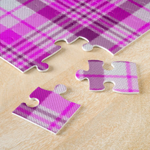 Puzzle Carreaux rose violet et blanc