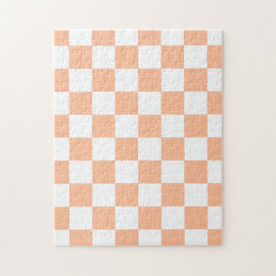 Puzzle Carrés à carreaux pêche orange blanc géométrique
