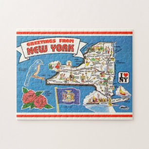 Puzzle Carte ancienne de l'État de New York 11x14