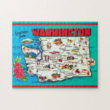 Carte ancienne de Washington 11x14