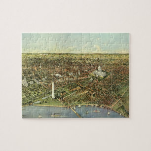 Puzzle Carte antique avec une vue panoramique de Washingt