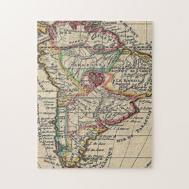 Puzzle Carte antique de l'Amérique du Sud (Vertical)