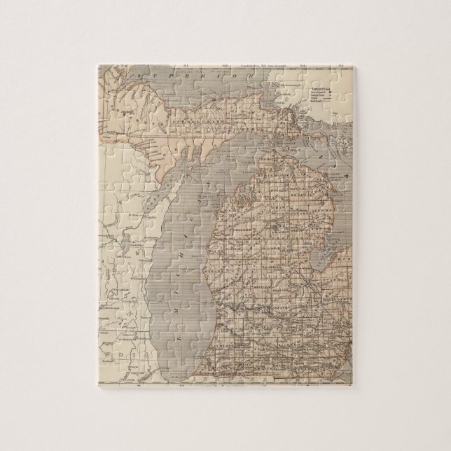 Puzzle Carte Atlas du Michigan (Vertical)
