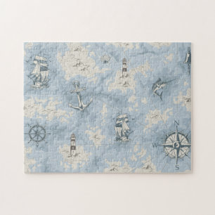 Puzzle Carte bleu blanc nostalgique