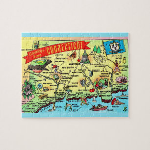 Puzzle Carte Carte Carte Carte Carte Postale Connecticut 