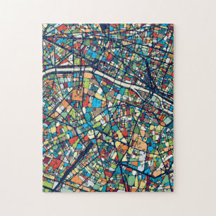 Puzzle Carte colorée de Paris France  