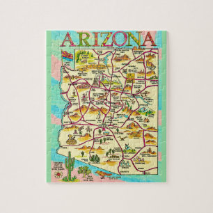 Puzzle Carte colorée illustrée Arizona