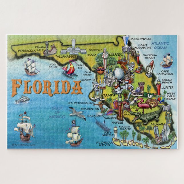 Puzzle Carte d'amusement de la Floride (Horizontal)