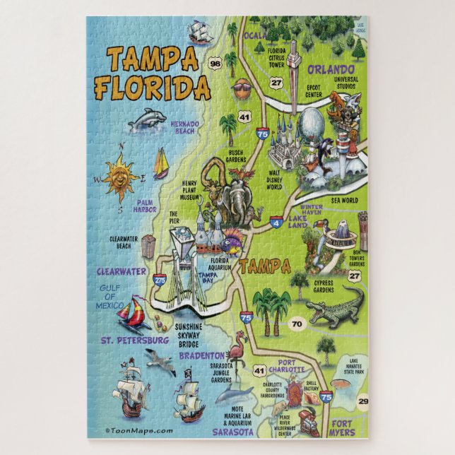 Puzzle Carte d'amusement de Tampa Orlando la Floride (Vertical)