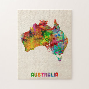 Puzzle Carte d'aquarelle de l'Australie