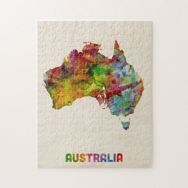 Puzzle Carte d'aquarelle de l'Australie (Vertical)