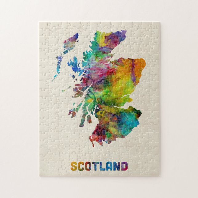 Puzzle Carte d'aquarelle de l'Ecosse (Vertical)
