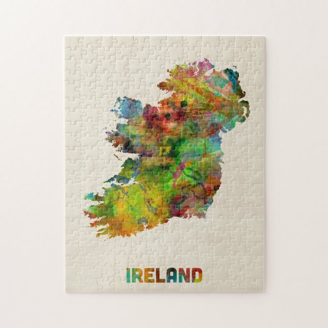 Puzzle Carte d'aquarelle de l'Irlande Eire (Vertical)