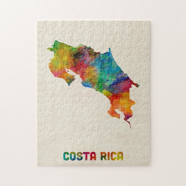 Puzzle Carte d'aquarelle du Costa Rica (Vertical)
