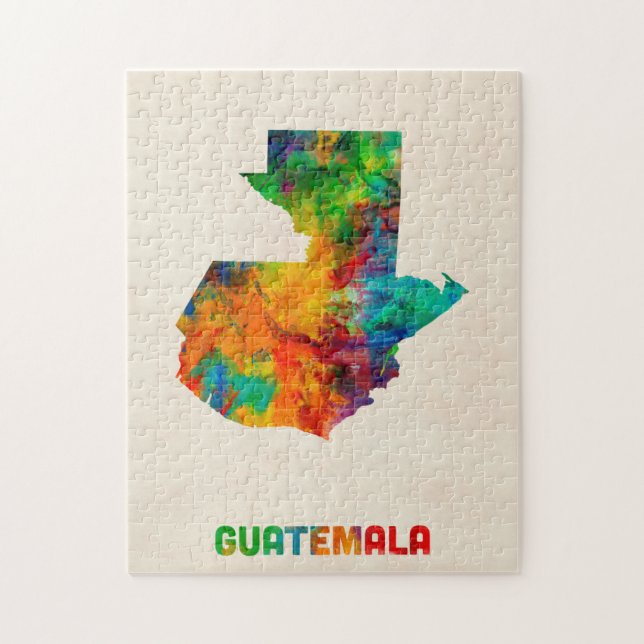 Puzzle Carte d'aquarelle du Guatemala (Vertical)