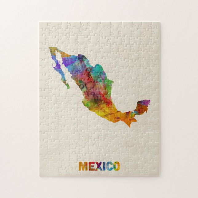 Puzzle Carte d'aquarelle du Mexique (Vertical)