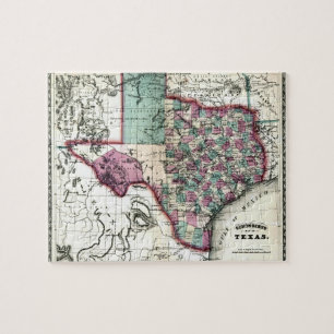 Puzzle Carte de 1866 antiquaires du Texas par Schönberg