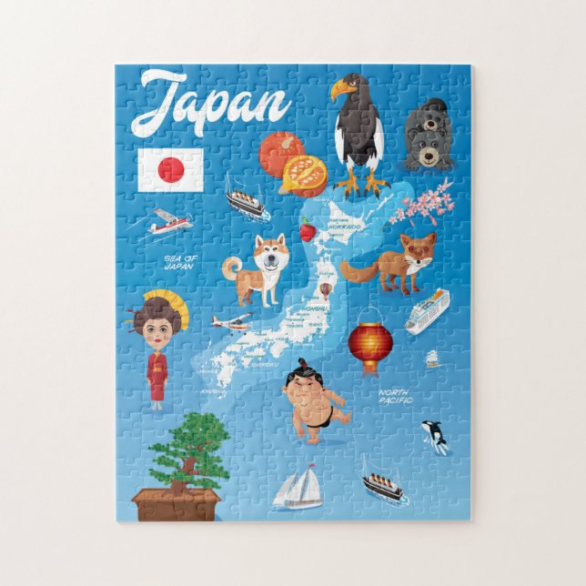 Puzzle Carte de bande dessinée d'enfants du Japon (Vertical)