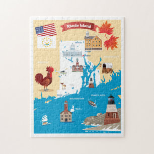 Puzzle Carte de bande dessinée d'Île de Rhode
