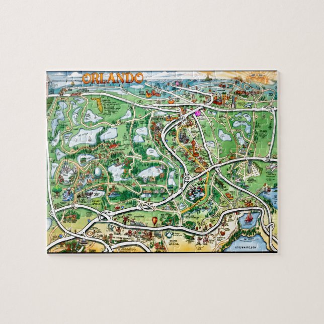 Puzzle Carte de bande dessinée d'Orlando la Floride (Horizontal)