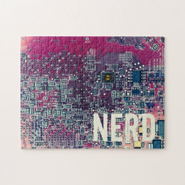 Puzzle Carte de circuit rouge conception rétro nerd (Horizontal)