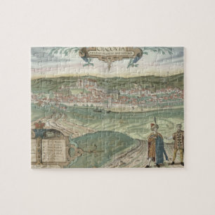 Puzzle Carte de Cracovie, de "Civitates Orbis Terrarum"