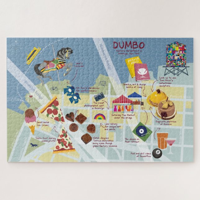 Puzzle Carte de Dumbo Brooklyn New York (Horizontal)