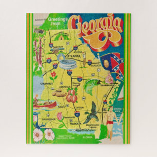 Puzzle Carte de Géorgie illustrée vintage