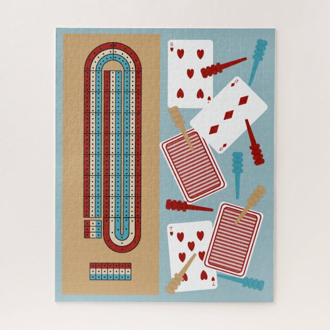 Puzzle Carte de jeu de Cribbage et pièces de lecture (Vertical)