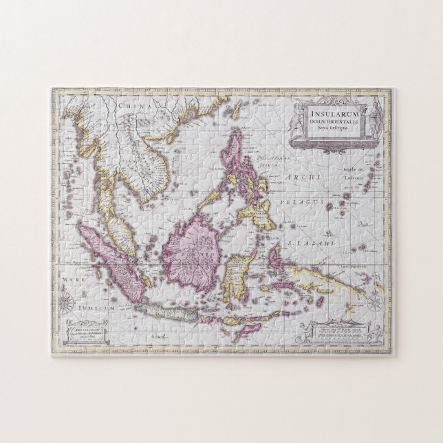 Puzzle Carte de la Chine et de l'Indonésie | 1710 (Horizontal)