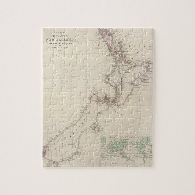 Puzzle Carte de la colonie de Nouvelle-Zélande (Vertical)
