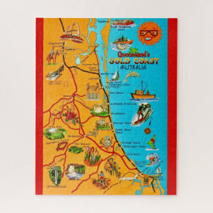 Puzzle Carte de la côte du Queensland Australie 16x20