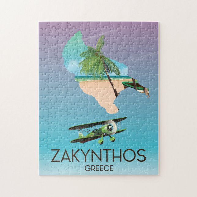 Puzzle Carte de la Grèce Zakynthos poster voyage (Vertical)