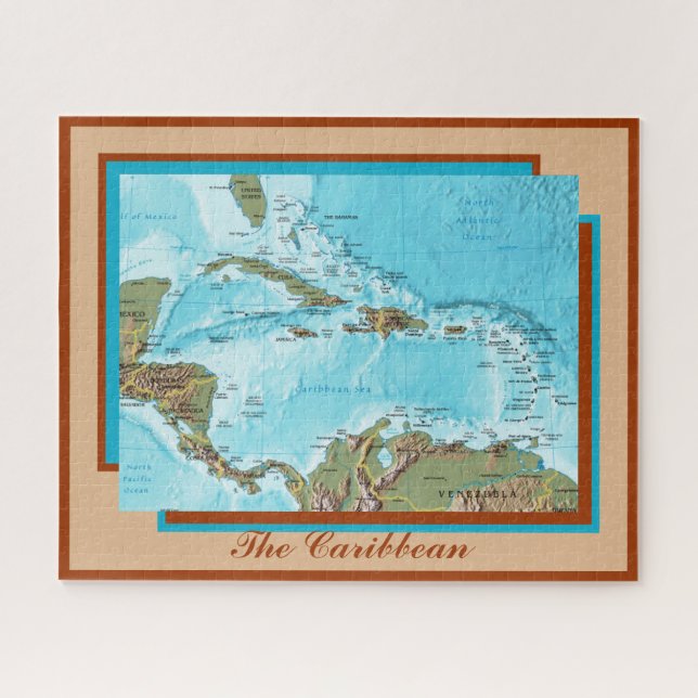 Puzzle Carte de la mer des Caraïbes et des îles (Horizontal)