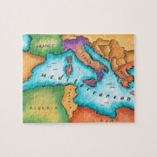 Puzzle Carte de la mer Méditerranée