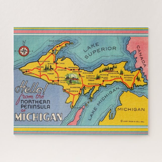 Puzzle Carte de la péninsule nord du Michigan (Horizontal)