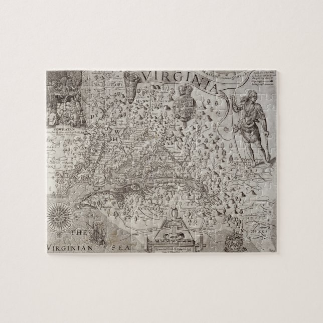 Puzzle Carte de la Virginie, découverte et décrite par (Horizontal)