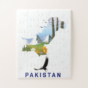 Puzzle Carte de l'affiche de voyage au Pakistan
