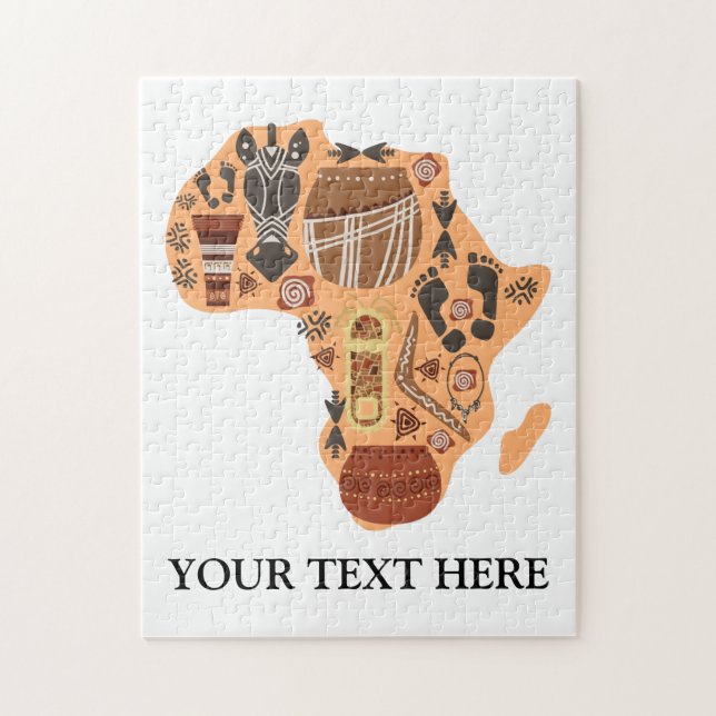 Puzzle Carte de l'Afrique avec le patrimoine culturel afr (Vertical)