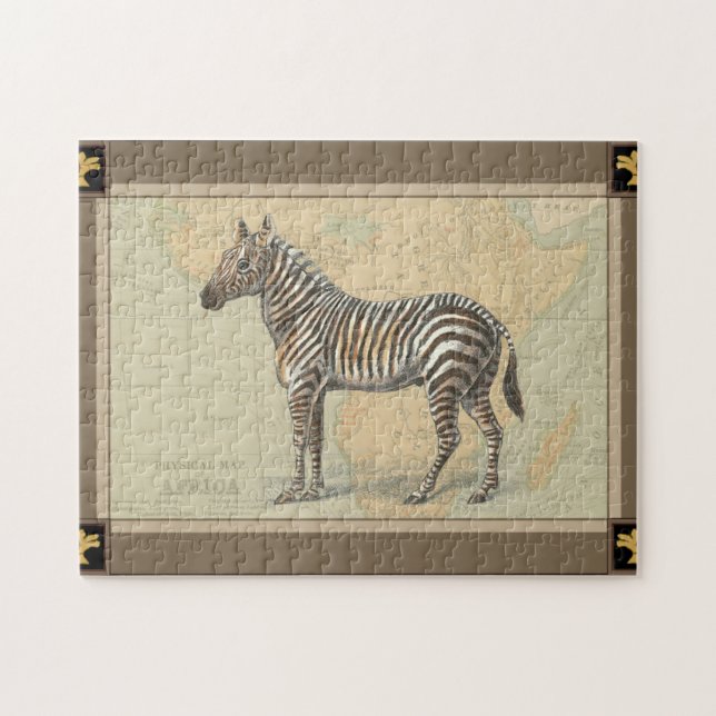 Puzzle Carte de l'Afrique et un zèbre (Horizontal)