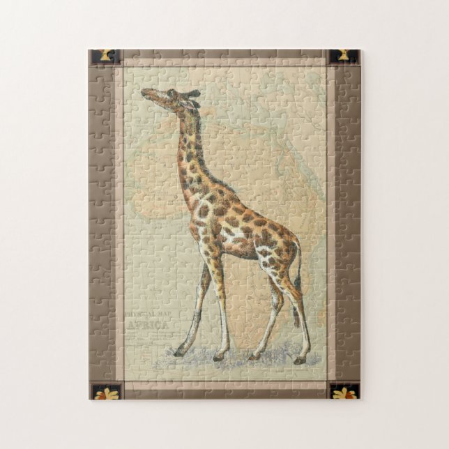Puzzle Carte de l'Afrique et une girafe (Vertical)
