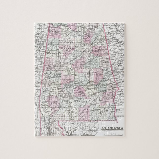 Puzzle Carte de l'Alabama (Vertical)
