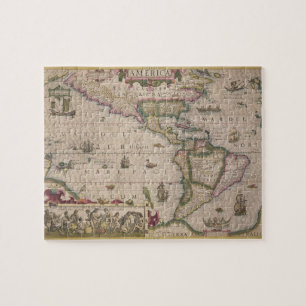 Puzzle Carte de l'Amérique, du Mercator "atlas", pub. pa