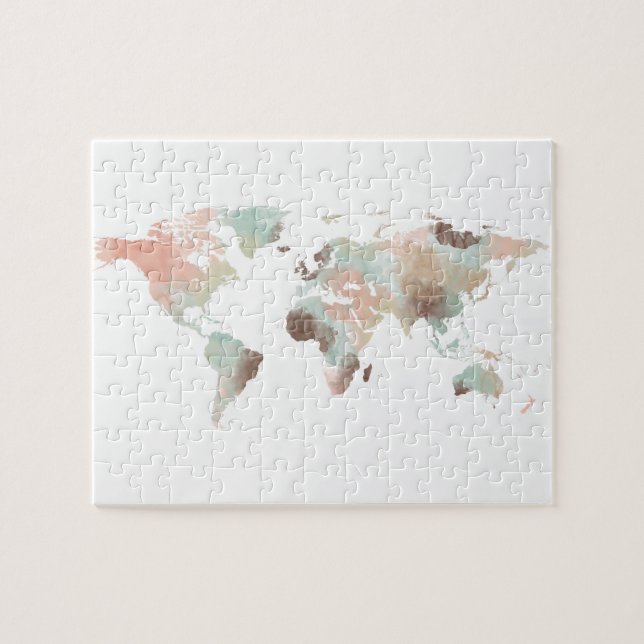 Puzzle Carte de l'aquarelle mondiale (Horizontal)