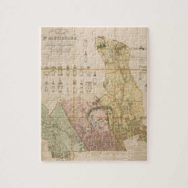 Puzzle Carte de l'arrondissement de St Marylebone (Londre (Vertical)