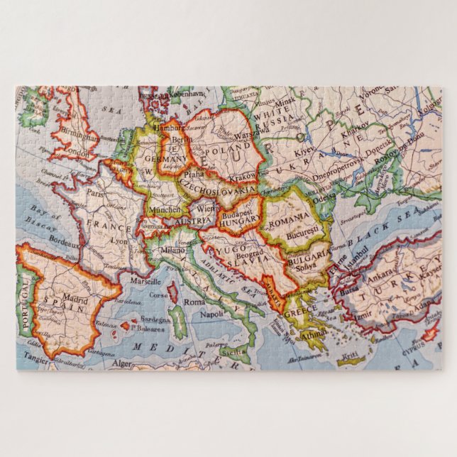 Puzzle carte de l'europe vintage (Horizontal)