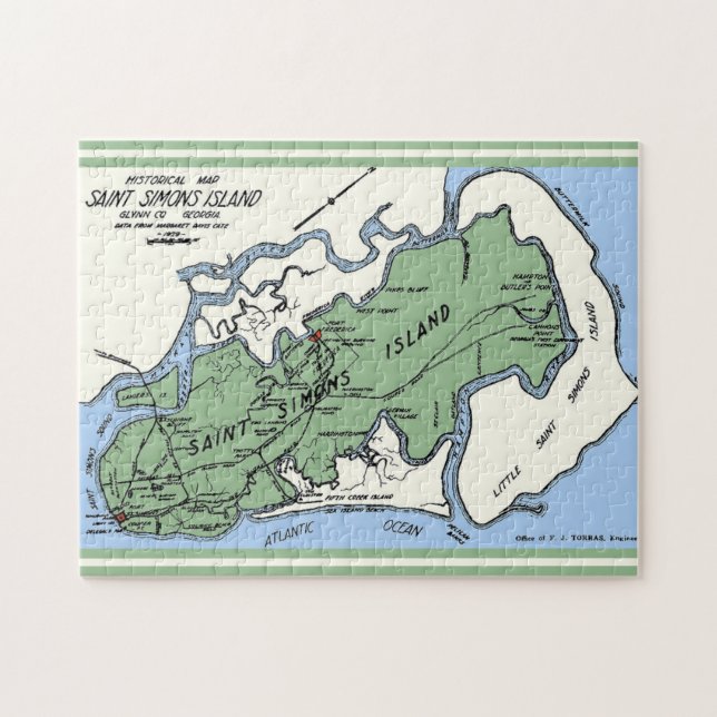 Puzzle Carte de l'île St Simons (Horizontal)