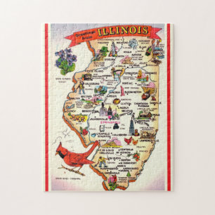 Puzzle Carte de l'Illinois vintage