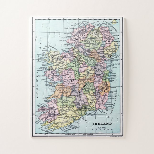 Puzzle Carte de l'Irlande vintage (Vertical)