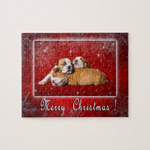 Puzzle Carte de Noël Bulldog